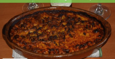 Arroz al horno con legumbres y setas