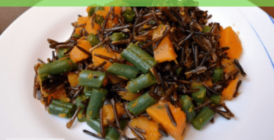 Arroz salvaje con calabaza y judías verdes